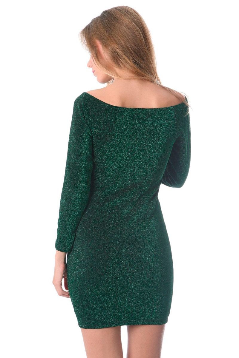 comprar online vestido verde ajustado con escote barco y manga larga para nochevieja eventos y fiestas de q2 en apparentia