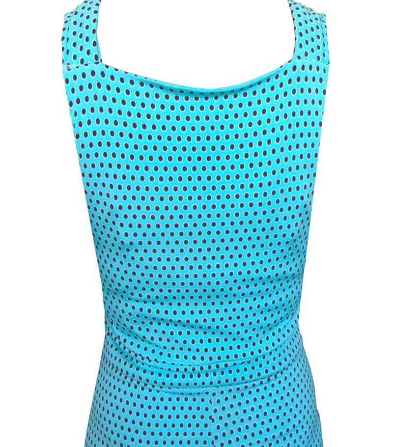 Vestido turquesa fruncido lunares